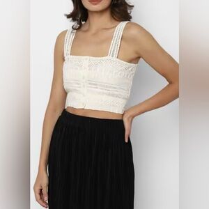American Eagle Ivory Crochet Crop Top - Size: S - NWOT!